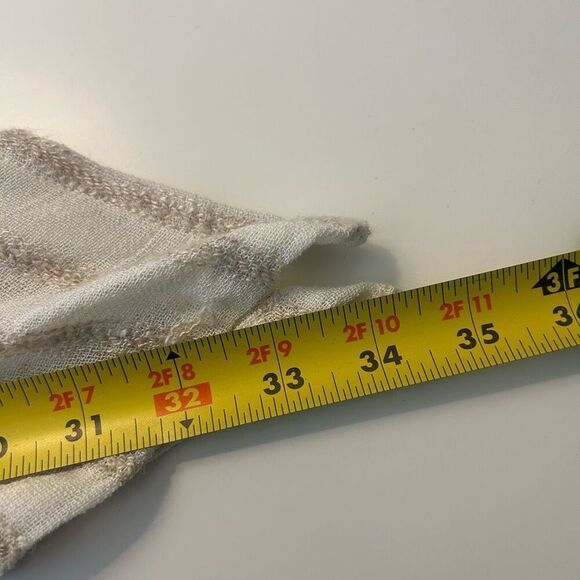 IC By Connie K Beige Striped Linen Blend Asymmetrical Blouse Womens Size M Artsy - Picture 11 of 12